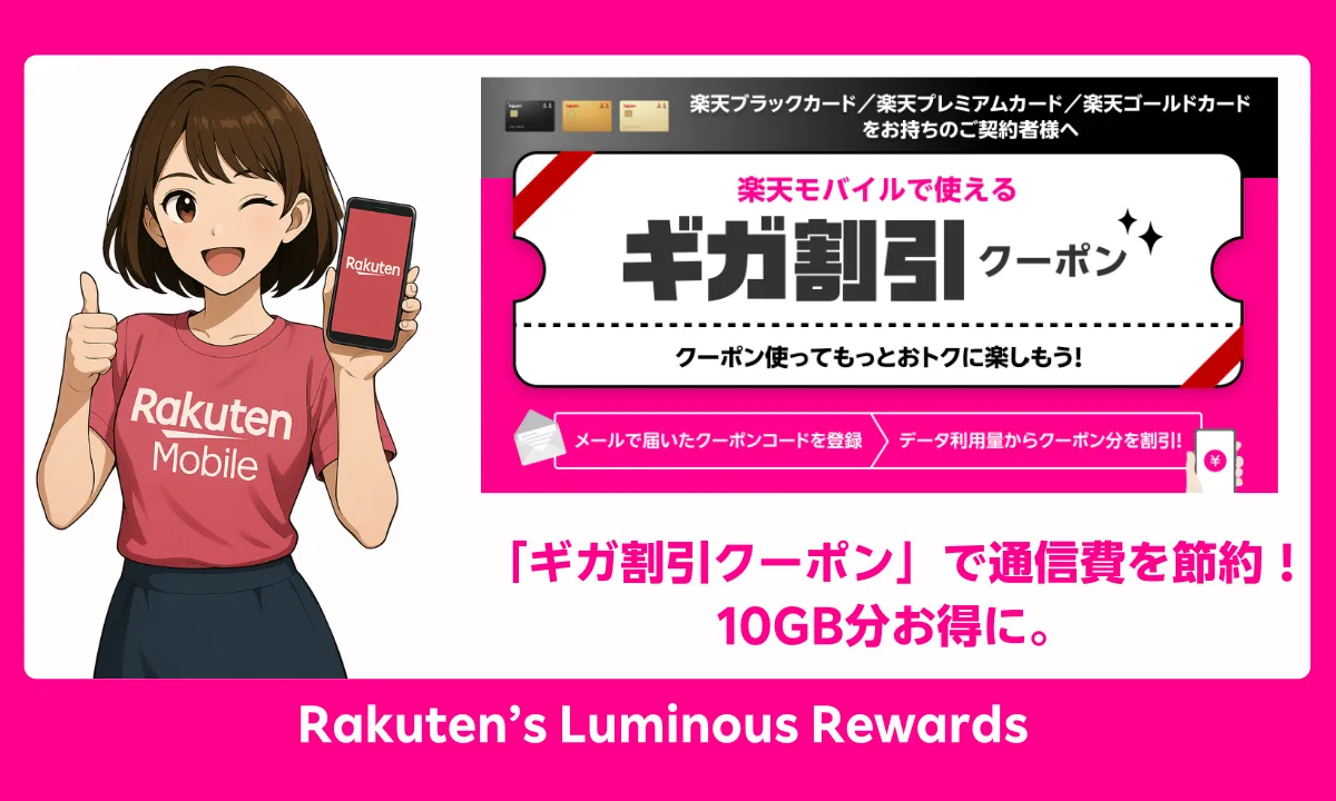 終了]楽天カード会員必見！楽天モバイル10GB無料ギガ割クーポン解説